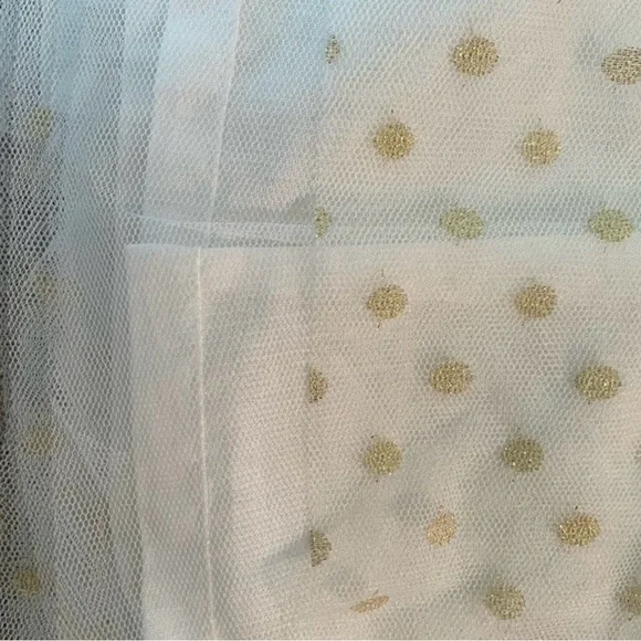 Pottery Barn Teen Emily & Meritt Bed Skirt Full Tulle Tutu Polka Dot Gold/White - Picture 2 of 3
